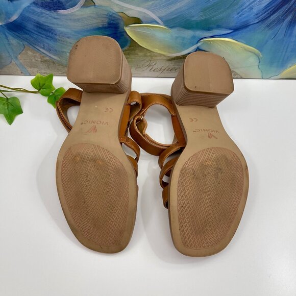 Vionic Maisy Block Heel Strappy Sandals in Tan Size 6 - Picture 15 of 16
